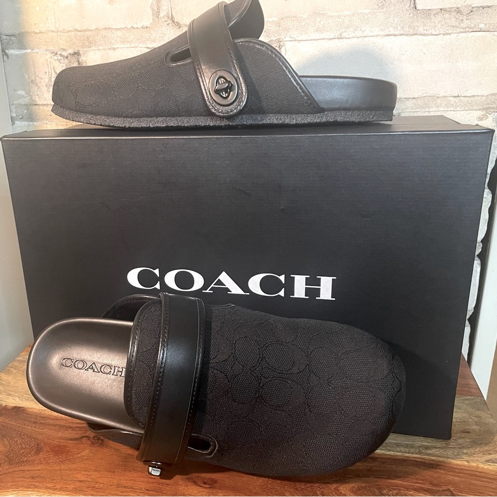 COACH Blake Jacquard Clogs, Black COACH Signature Print, Women Sz 10/ Men 8.5